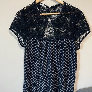 Maurices blue navy Lace Blouse